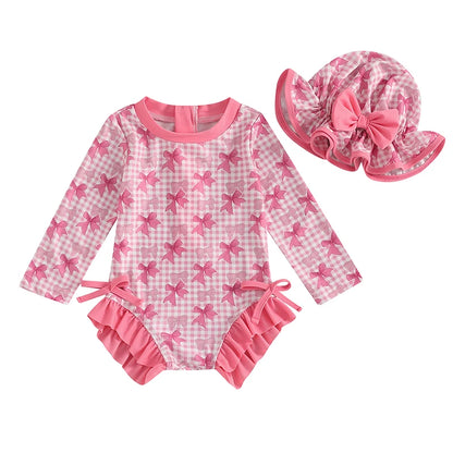 Floral Print Baby Girl Backless Long Sleeve Swimwear childrensterritory