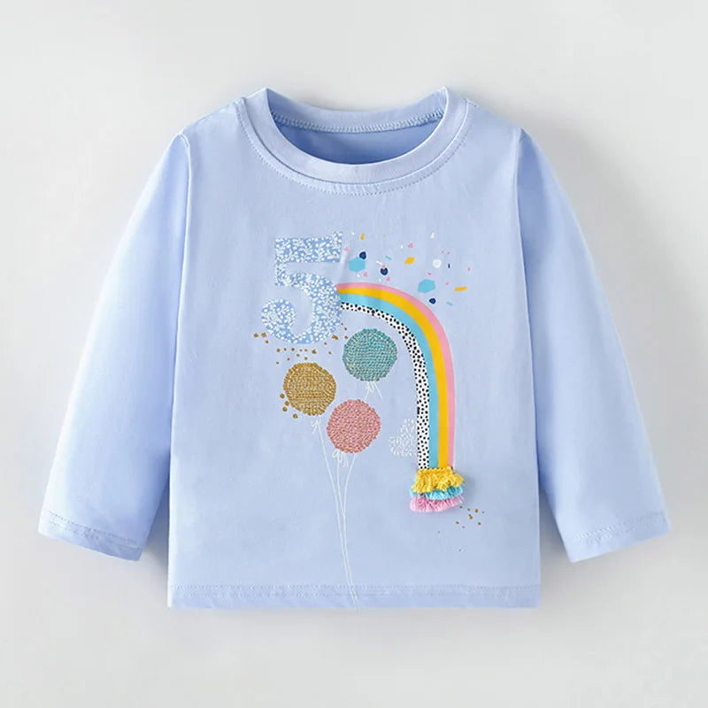 Full-Sleeve Cartoon Design Cotton T-Shirts For Girls