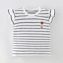 Striped Print Cotton Short-sleeve Kids Girls Tees childrensterritory