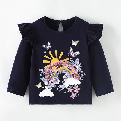 Full-Sleeve Cartoon Design Cotton T-Shirts For Girls childrensterritory