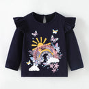 Full-Sleeve Cartoon Design Cotton T-Shirts For Girls childrensterritory