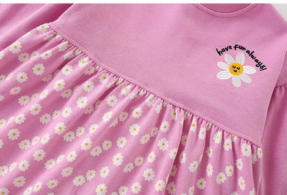 Little Girls Floral Print Casual Warm A-LINE Dresses childrensterritory