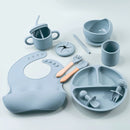 9pcs/set Waterproof Baby Silicone Feeding Set with Bib Gift childrensterritory