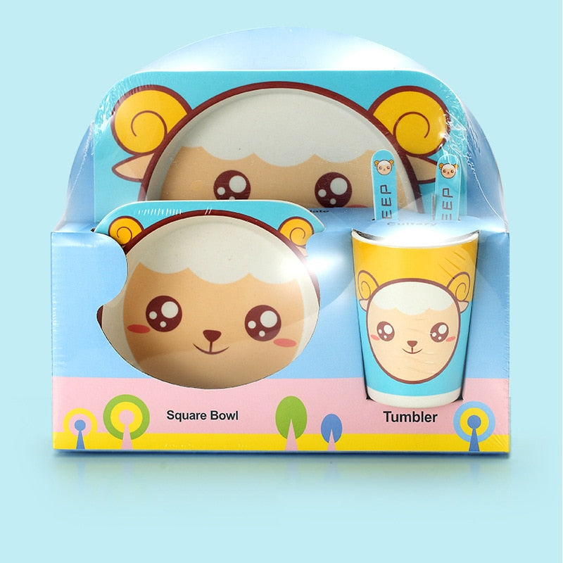 Cartoon Design Bamboo Fiber Tableware for Baby Feeding childrensterritory