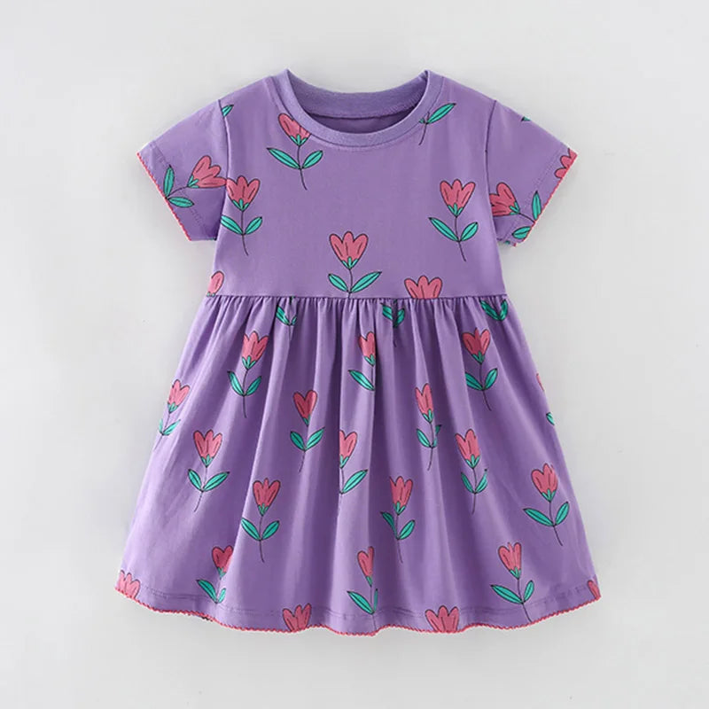 Little Girls Flower Print Summer Casual A-LINE Dresses childrensterritory