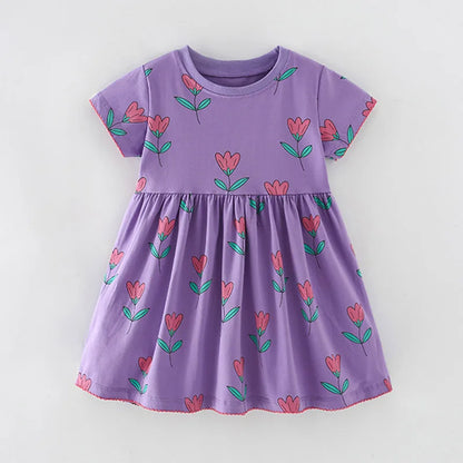 Little Girls Flower Print Summer Casual A-LINE Dresses childrensterritory