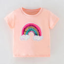 Kids Girls Stylish Cartoon Animal Prints Cotton Tops Tees for Summer childrensterritory