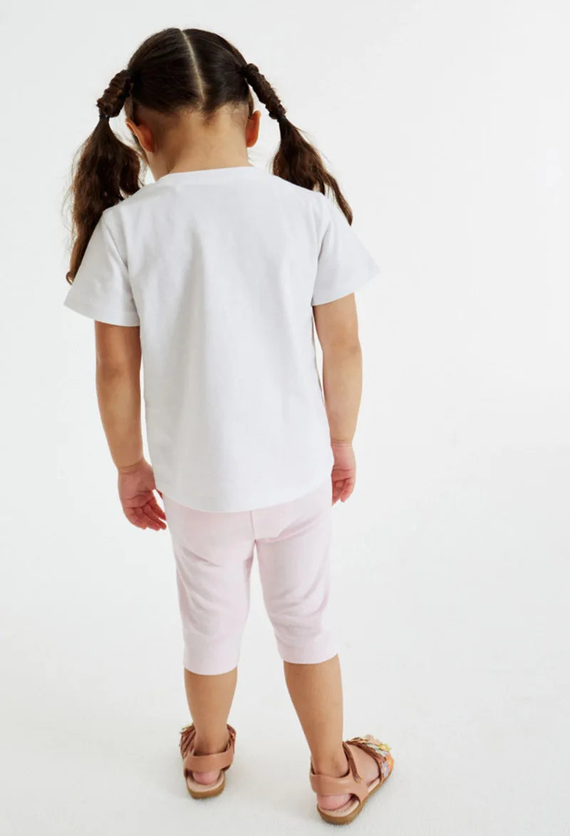 Kids Girls Letter Print Cotton T-shirt and Leggings Set for Summer childrensterritory