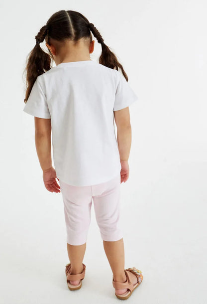 Kids Girls Letter Print Cotton T-shirt and Leggings Set for Summer childrensterritory