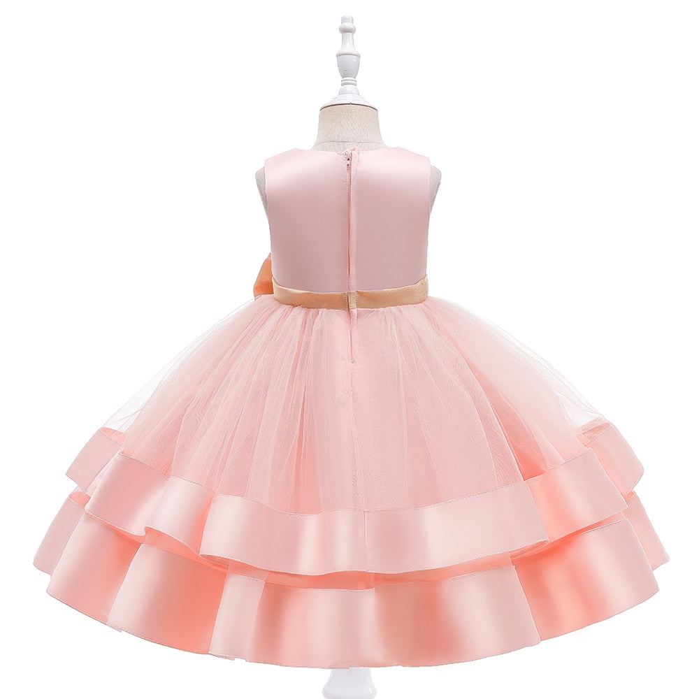 Elegant Formal Bow Puff Flower Girl Dresses for Birthday childrensterritory