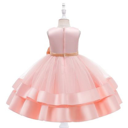 Elegant Formal Bow Puff Flower Girl Dresses for Birthday childrensterritory