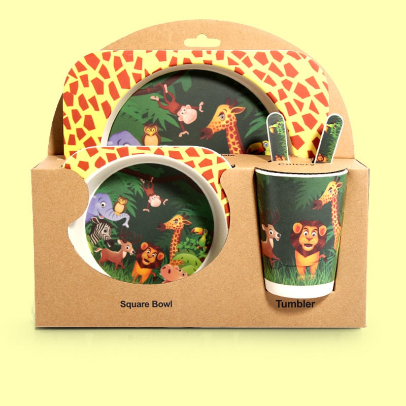 Cartoon Design Bamboo Fiber Tableware for Baby Feeding childrensterritory