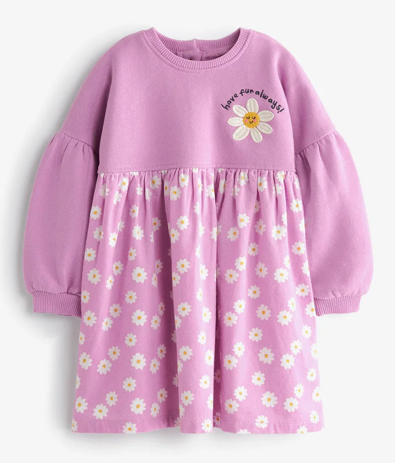 Little Girls Floral Print Casual Warm A-LINE Dresses childrensterritory