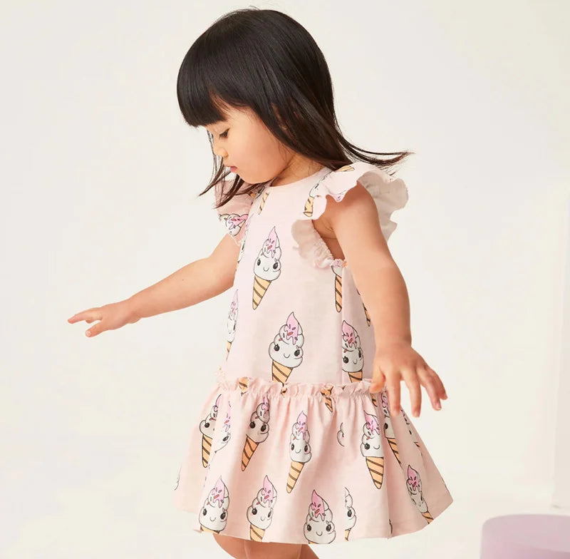 Kids Girls Floral Print Casual Cotton Dresses for Summer childrensterritory