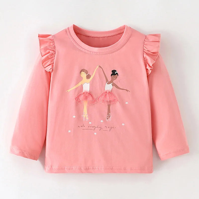 Full-Sleeve Cartoon Design Cotton T-Shirts For Girls