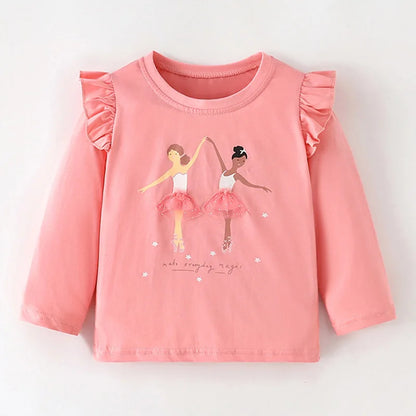 Full-Sleeve Cartoon Design Cotton T-Shirts For Girls childrensterritory