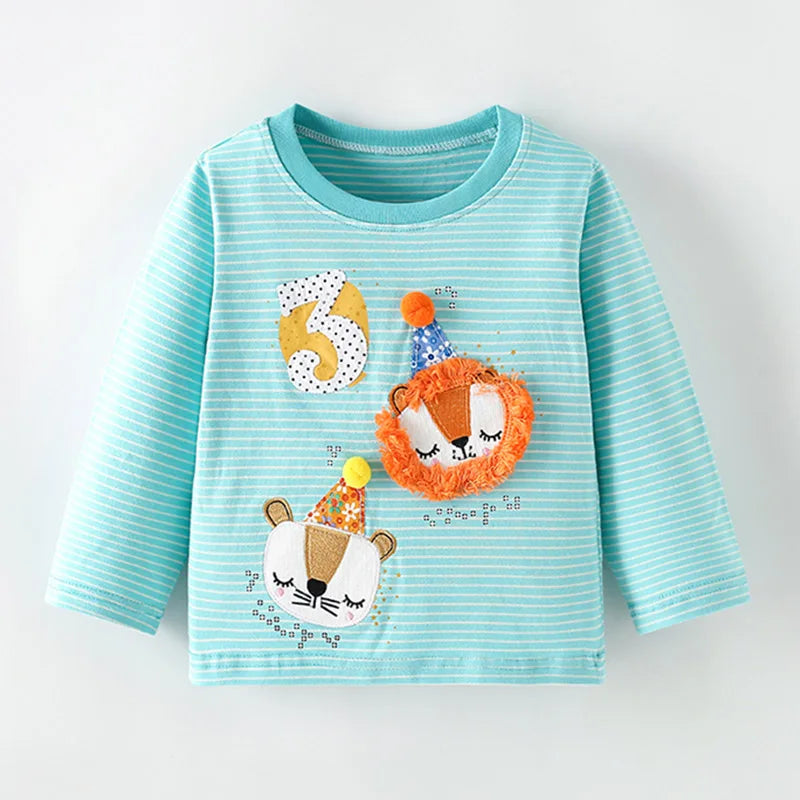 Full-Sleeve Cartoon Design Cotton T-Shirts For Girls