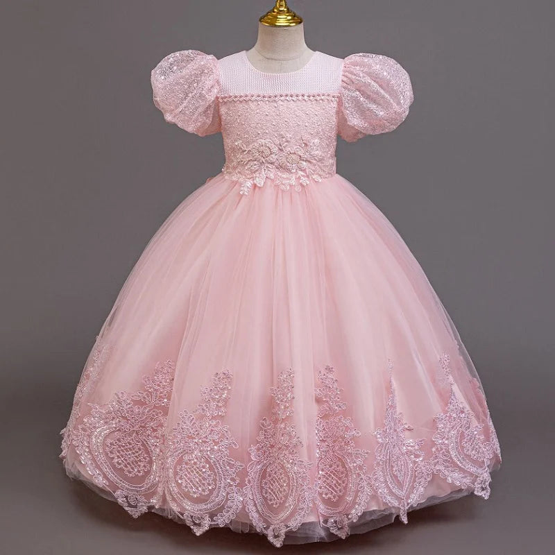 Formal Kids Girls Floral Long Party Dresses