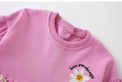 Little Girls Floral Print Casual Warm A-LINE Dresses childrensterritory