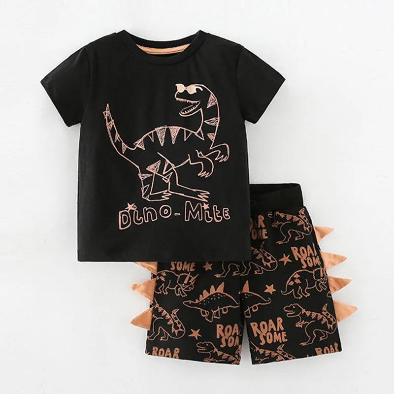 Kids Boys Short Sleeve Cartoon Print Clothing Sets childrensterritory