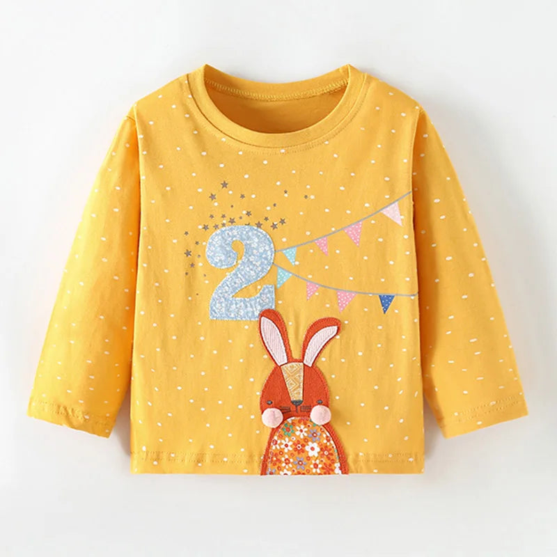 Full-Sleeve Cartoon Design Cotton T-Shirts For Girls