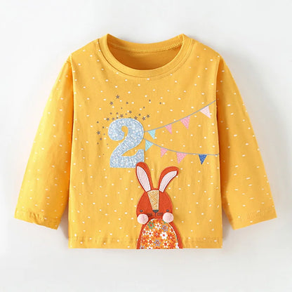 Full-Sleeve Cartoon Design Cotton T-Shirts For Girls childrensterritory