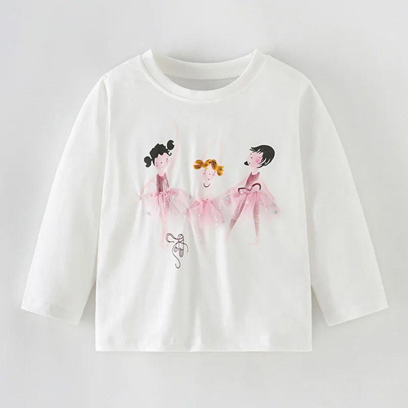 Full-Sleeve Cartoon Design Cotton T-Shirts For Girls