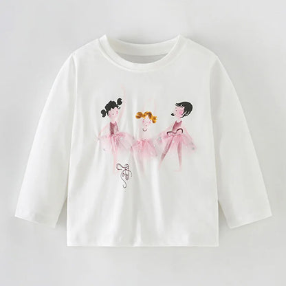 Full-Sleeve Cartoon Design Cotton T-Shirts For Girls childrensterritory