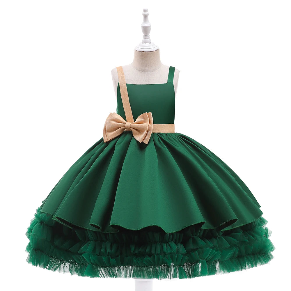 Kids Girls Sequins Bow Tutu Princess Dress for Birthday Party