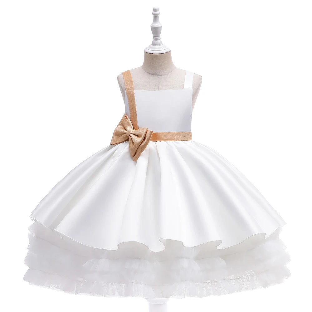 Kids Girls Sequins Bow Tutu Princess Dress for Birthday Party