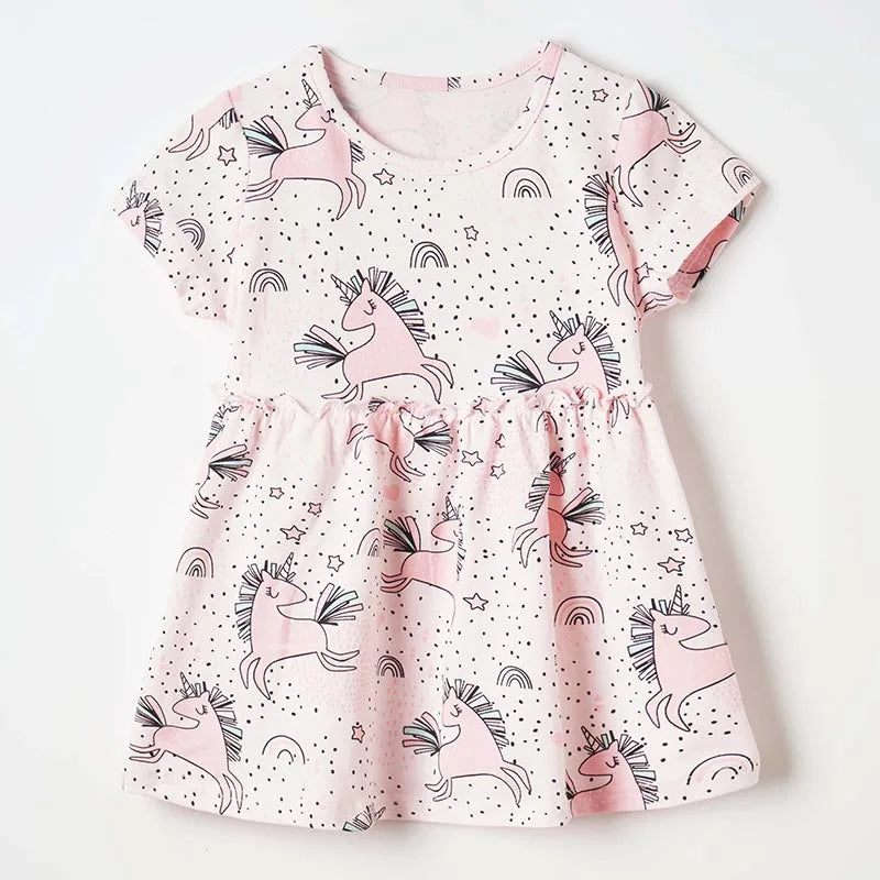 Kids Girls Floral Print Casual Cotton Dresses for Summer childrensterritory