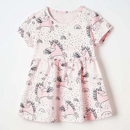 Kids Girls Floral Print Casual Cotton Dresses for Summer childrensterritory