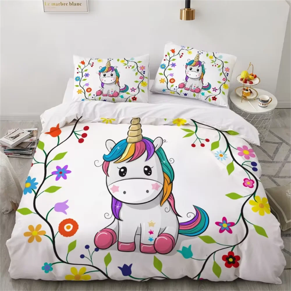 Soft & Colorful Unicorn Print Kids Bedsheet Set