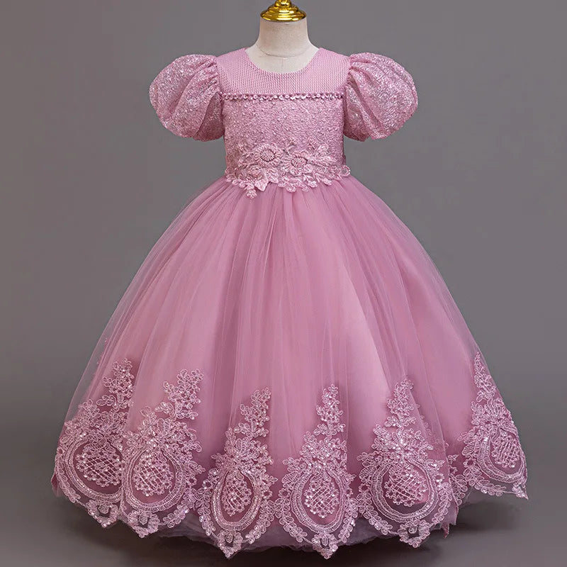 Formal Kids Girls Floral Long Party Dresses