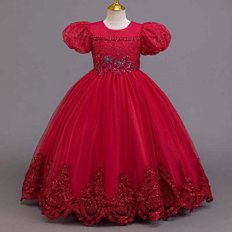 Formal Kids Girls Floral Long Party Dresses