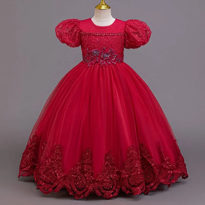Formal Kids Girls Floral Long Party Dresses