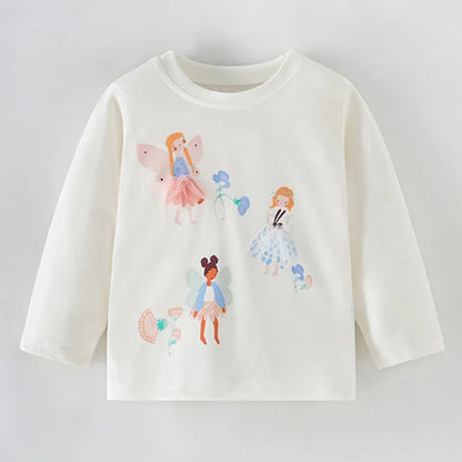 Full-Sleeve Cartoon Design Cotton T-Shirts For Girls childrensterritory