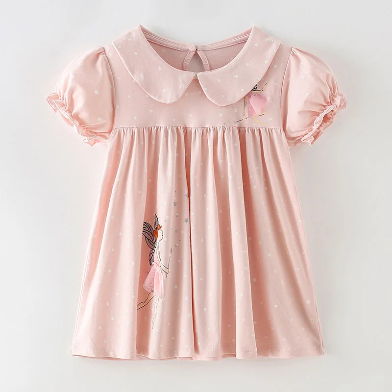 Kids Girls Floral Print Casual Cotton Dresses for Summer childrensterritory
