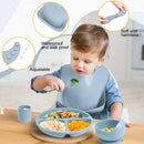 9pcs/set Waterproof Baby Silicone Feeding Set with Bib Gift childrensterritory