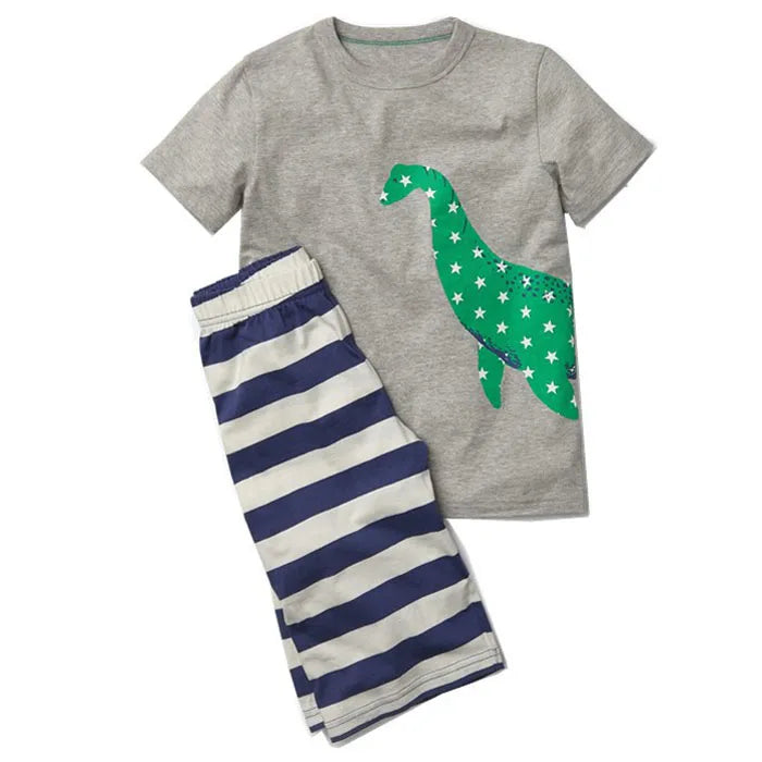 Kids Boys Short Sleeve Cartoon Print Clothing Sets childrensterritory