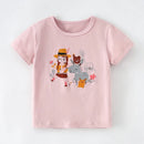 Kids Girls Stylish Cartoon Animal Prints Cotton Tops Tees for Summer childrensterritory
