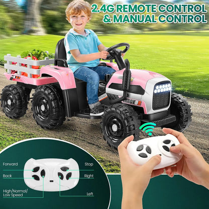 12V Electric Ride on Tractor w/ Parent Remote for Kids childrensterritory
