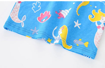 Kids Sea World Print Combed Cotton Casual Suits for Summer childrensterritory