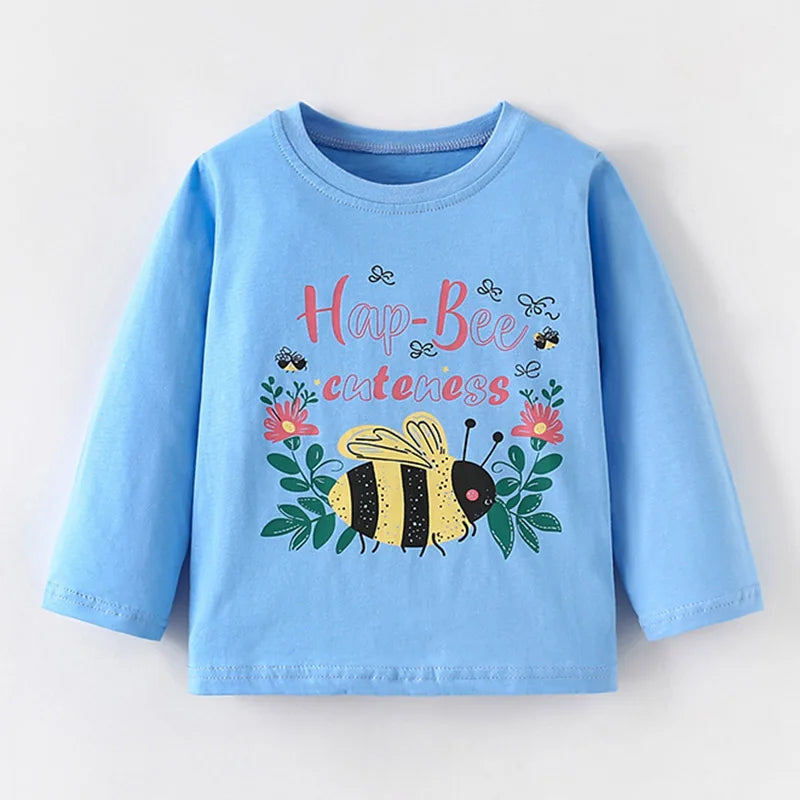 Full-Sleeve Cartoon Design Cotton T-Shirts For Girls