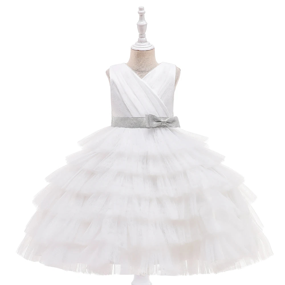 Kids Girl Fluffy Flower Wedding Birthday Party Dresses