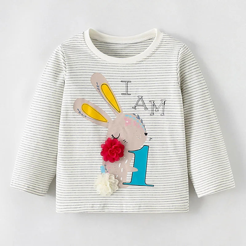 Full-Sleeve Cartoon Design Cotton T-Shirts For Girls childrensterritory