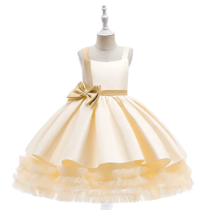 Kids Girls Sequins Bow Tutu Princess Dress for Birthday Party