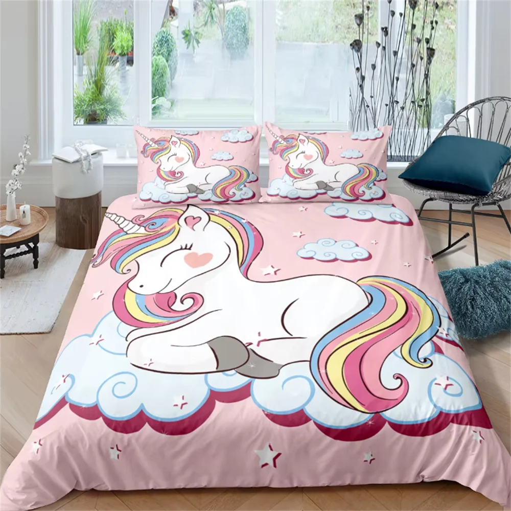 Soft & Colorful Unicorn Print Kids Bedsheet Set