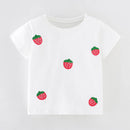 Kids Girls Causal Cotton T-Shirts with Strawberries Print for Summer childrensterritory
