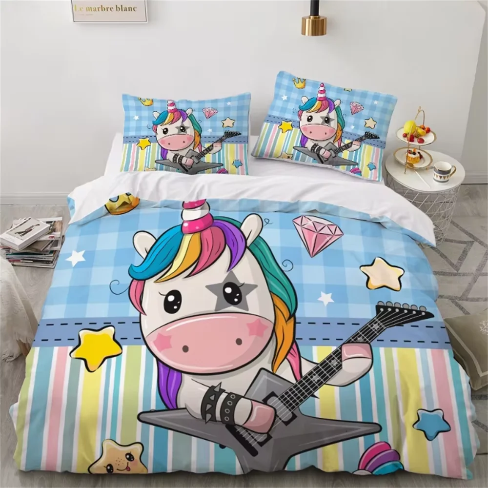 Soft & Colorful Unicorn Print Kids Bedsheet Set